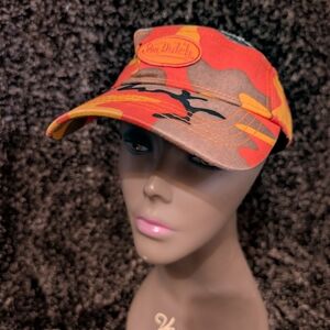 Von Dutch Unisex Orange Camo Visor Cap